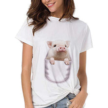Load image into Gallery viewer, Cute pig printed t-shirt kawaii
