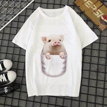 Load image into Gallery viewer, Cute pig printed t-shirt kawaii