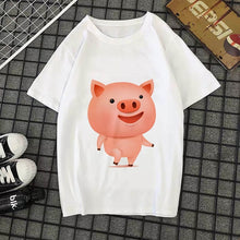 Load image into Gallery viewer, Cute pig printed t-shirt kawaii