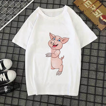 Load image into Gallery viewer, Cute pig printed t-shirt kawaii